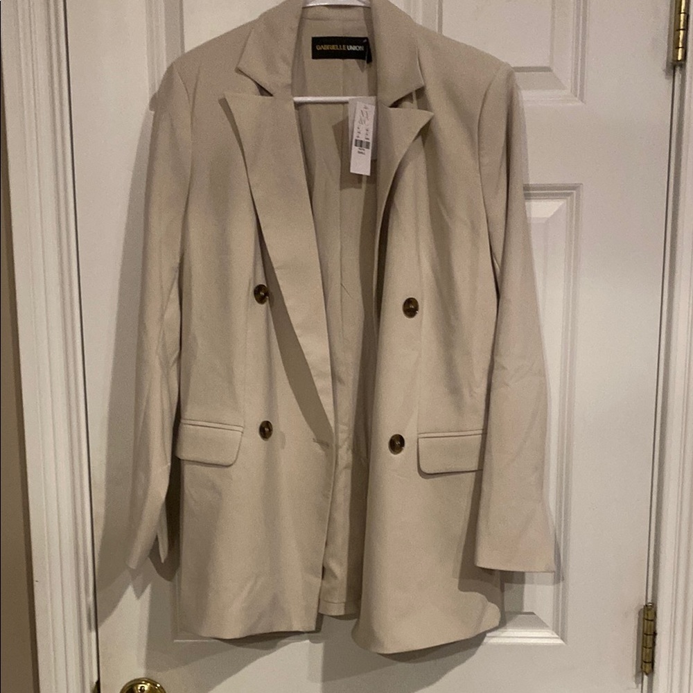 Women's Beige Double-Breasted Blazer